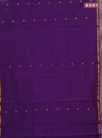 Semi maheswai cotton saree purple and pink shade with zari woven buttas and zari woven border