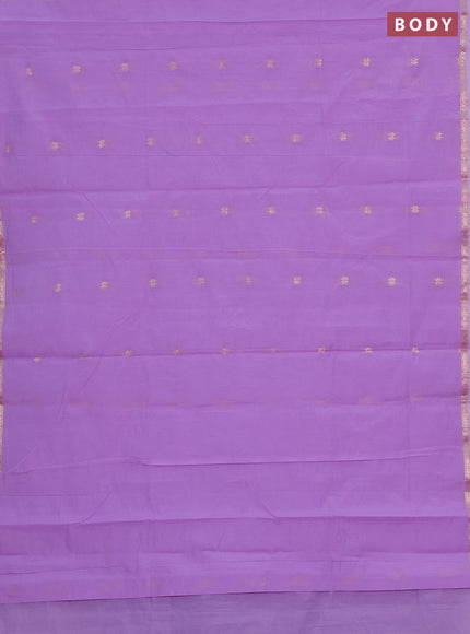 Semi maheswai cotton saree lavender and coffee brown with zari woven buttas and zari woven border