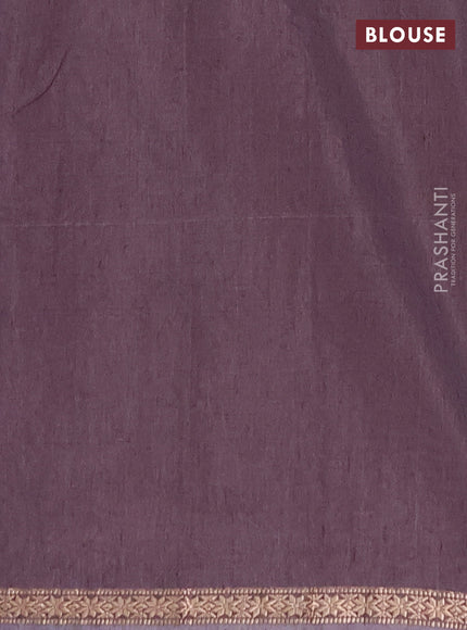 Semi maheswai cotton saree lavender and coffee brown with zari woven buttas and zari woven border