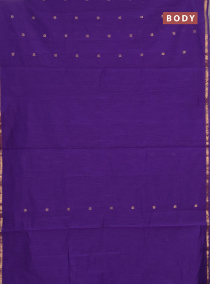 Semi maheswai cotton saree violet and green with zari woven buttas and zari woven border