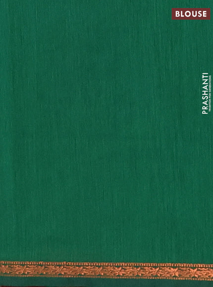 Semi maheswai cotton saree maroon and green with zari woven buttas and copper zari woven border