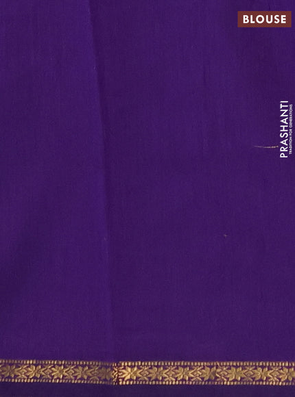 Semi maheswai cotton saree violet and peacock green with zari woven buttas and zari woven border