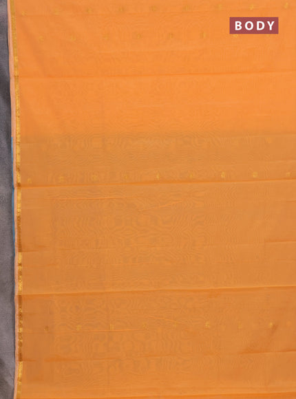 Semi maheswai cotton saree pale orange and blue with zari woven buttas and zari woven border