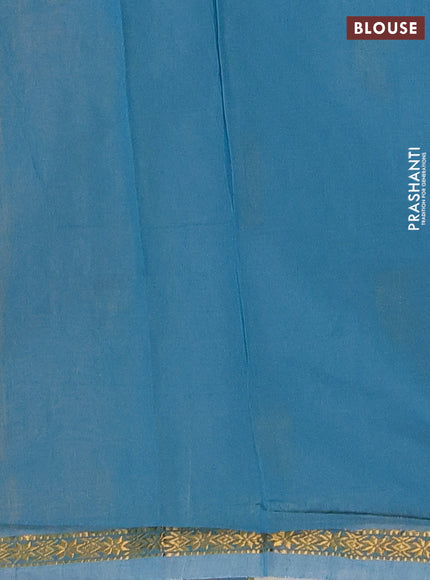 Semi maheswai cotton saree pale orange and blue with zari woven buttas and zari woven border