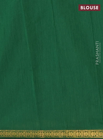 Semi maheswai cotton saree green and deep maroon with zari woven buttas and zari woven border