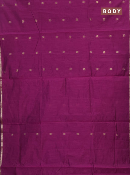 Semi maheswai cotton saree purple and black with zari woven buttas and zari woven border