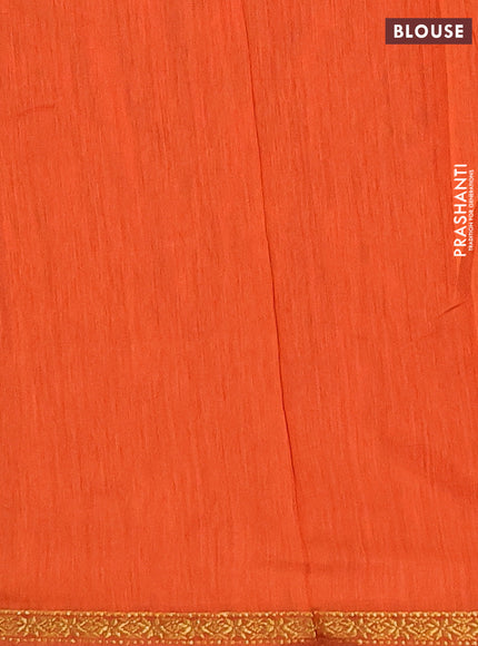 Semi maheswai cotton saree maroon and rustic orange with zari woven buttas and zari woven border