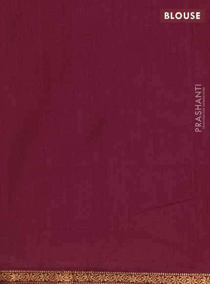 Semi maheswai cotton saree military green and wine shade with zari woven buttas and zari woven border