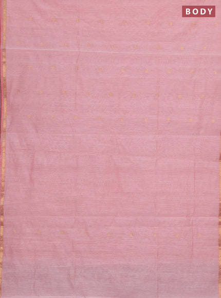 Semi maheswai cotton saree light pink and teal green with zari woven buttas and zari woven border