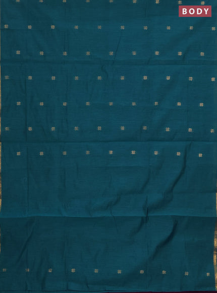 Semi maheswai cotton saree purple and peacock blue with zari woven buttas and zari woven border