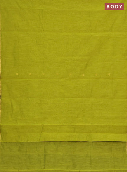 Semi maheswai cotton saree light green and blue with zari woven buttas and zari woven border