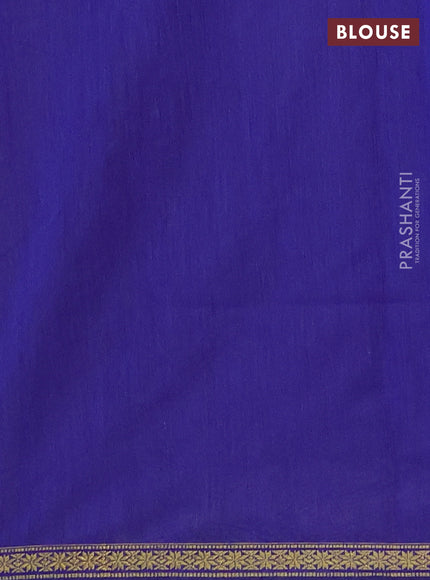 Semi maheswai cotton saree light green and blue with zari woven buttas and zari woven border