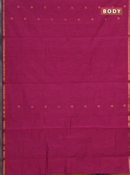 Semi maheswai cotton saree magenta pink and dark mustard with zari woven buttas and zari woven border