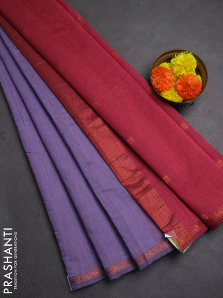 Semi maheswai cotton saree lavender and pink shade with zari woven buttas and copper zari woven border