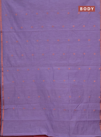 Semi maheswai cotton saree lavender and pink shade with zari woven buttas and copper zari woven border