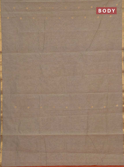 Semi maheswai cotton saree beige and rustic orange with zari woven buttas and zari woven border
