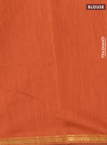 Semi maheswai cotton saree beige and rustic orange with zari woven buttas and zari woven border