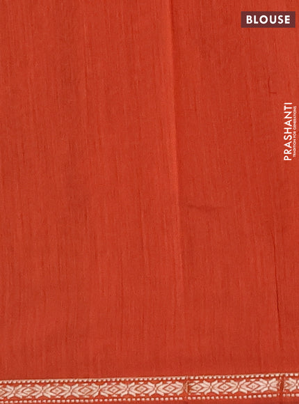 Semi maheswai cotton saree bottle green and rustic orange with zari woven buttas and zari woven border