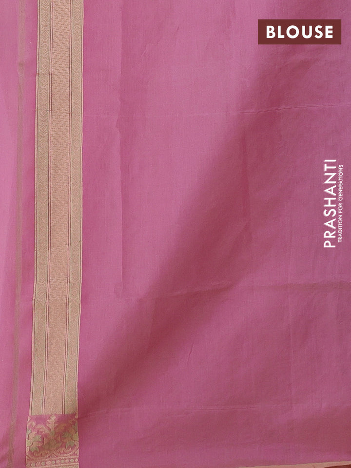Banarasi cotton saree pastel pink with allover thread weaves and woven border