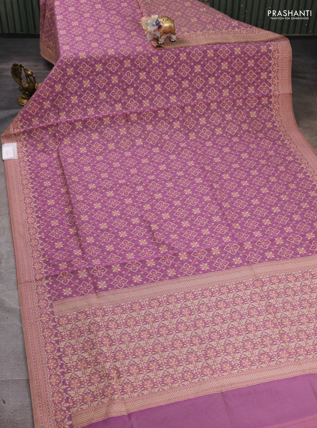 Banarasi cotton saree purple shade with allover thread weaves and woven border