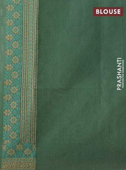 Banarasi cotton saree pastel green with thread woven buttas and woven border