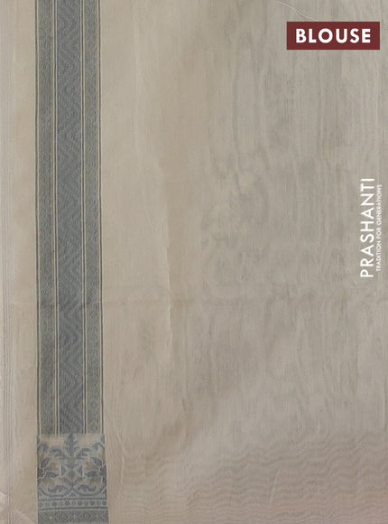 Banarasi cotton saree cream with allover thread weaves and woven border