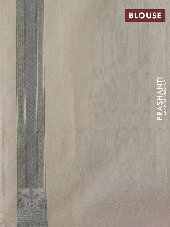 Banarasi cotton saree cream with allover thread weaves and woven border