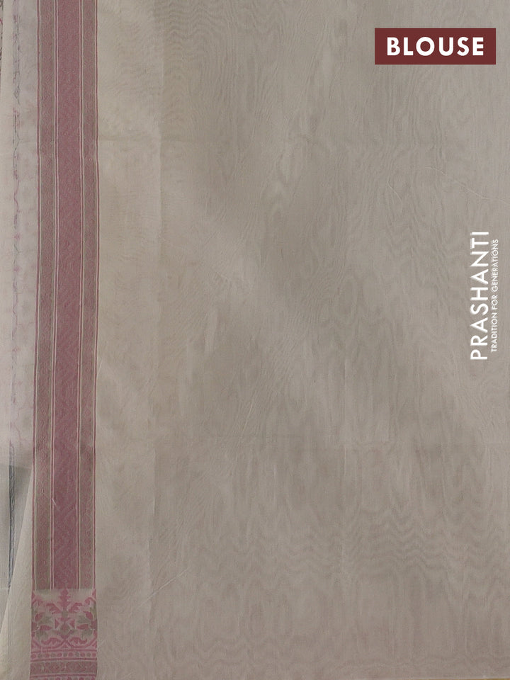 Banarasi cotton saree cream with allover thread weaves and woven border