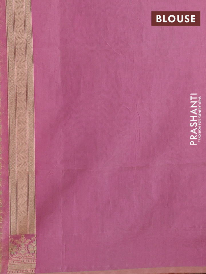 Banarasi cotton saree peach pink with allover thread weaves and woven border