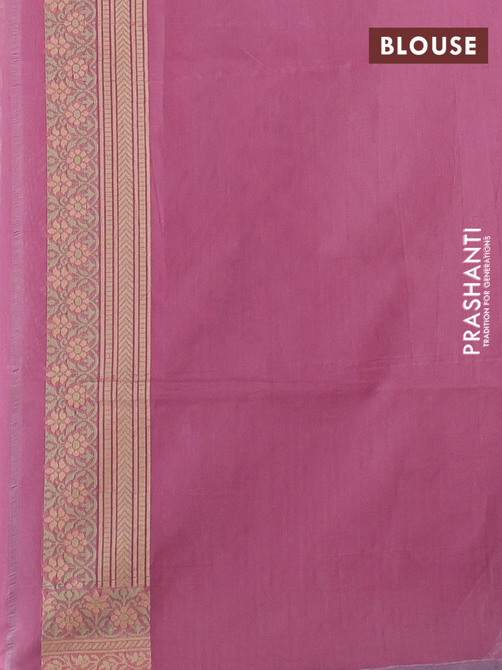 Banarasi cotton saree mauve pink with allover thread weaves and woven border