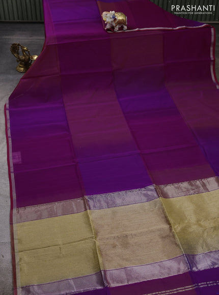 Maheshwari silk cotton saree magenta pink and maroon with plain body and small zari woven border