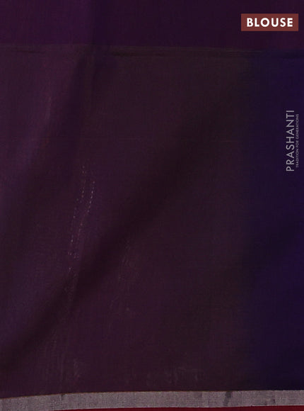 Maheshwari silk cotton saree purple and maroon with plain body and small zari woven border