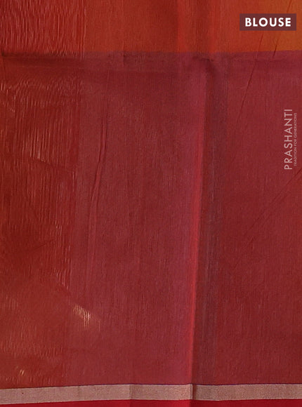 Maheshwari silk cotton saree red with plain body and small zari woven border