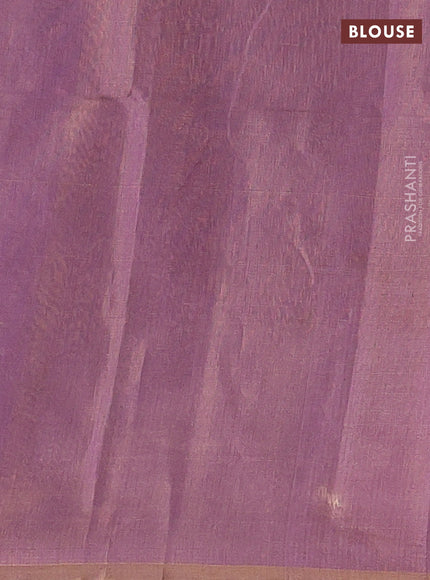 Maheshwari silk tissue saree lavender with plain body and small zari woven border