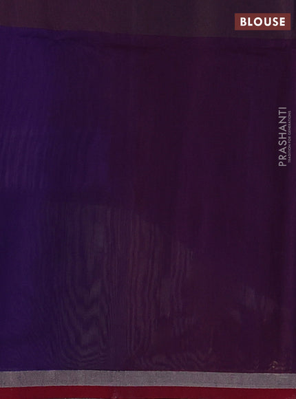 Maheshwari silk cotton saree purple and maroon with plain body and small zari woven border