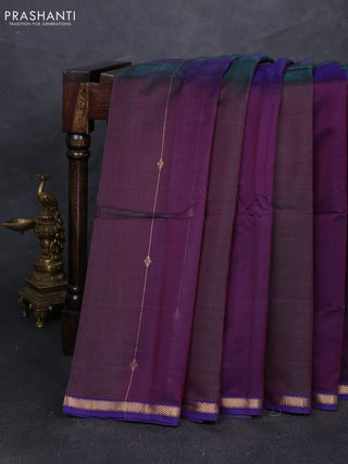 Maheshwari silk cotton saree deep purple with allover zari weaves & buttas and small zari woven border