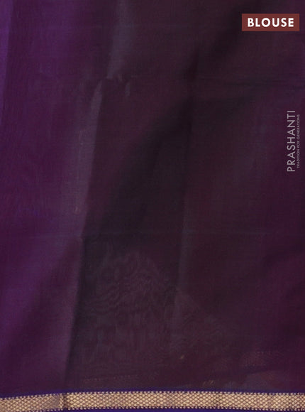 Maheshwari silk cotton saree deep purple with allover zari weaves & buttas and small zari woven border