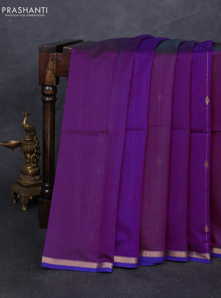 Maheshwari silk cotton saree magenta pink and blue with allover zari weaves & buttas and small zari woven border
