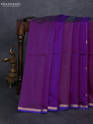 Maheshwari silk cotton saree magenta pink and blue with allover zari weaves & buttas and small zari woven border