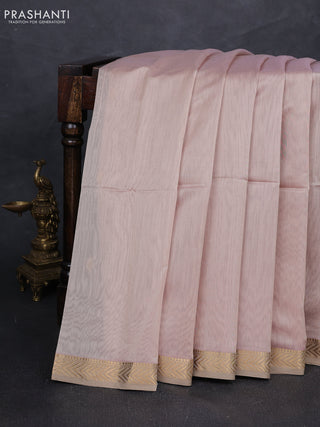Maheshwari silk cotton saree dual shade of pinkish beige with zari woven buttas and zari woven border