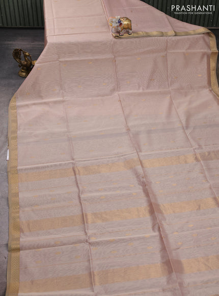 Maheshwari silk cotton saree dual shade of pinkish beige with zari woven buttas and zari woven border