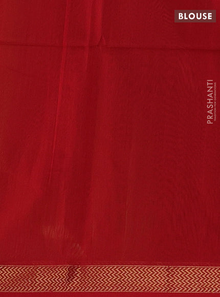 Maheshwari silk cotton saree light green and red with zari woven buttas and zari woven border