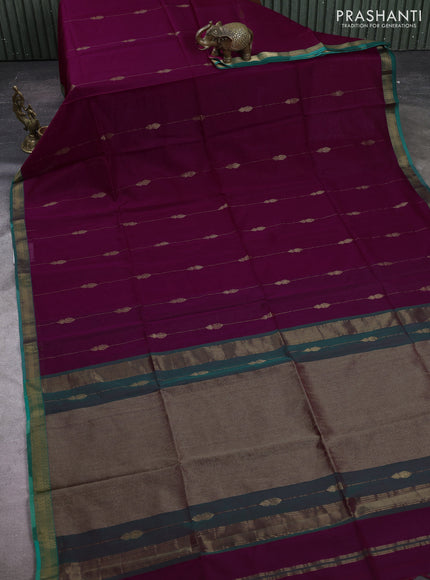 Maheshwari silk cotton saree magenta pink and green with allover zari weaves & buttas and zari woven border