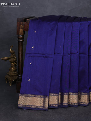 Maheshwari silk cotton saree navy blue with zari woven buttas and zari woven border
