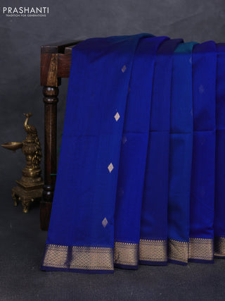 Maheshwari silk cotton saree blue with zari woven buttas and zari woven border