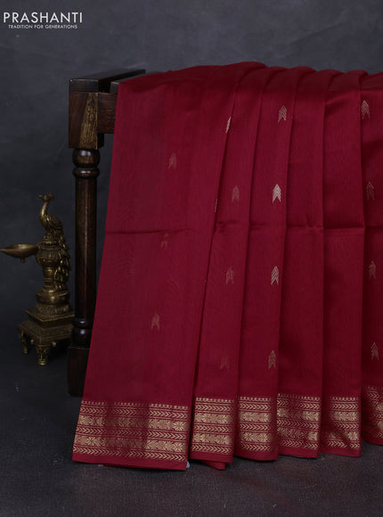 Maheshwari silk cotton saree red with zari woven buttas and zari woven border