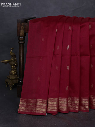 Maheshwari silk cotton saree red with zari woven buttas and zari woven border