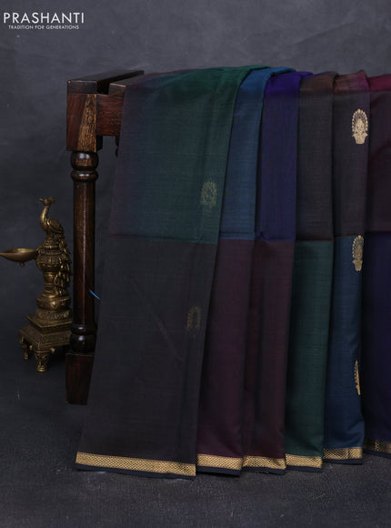 Maheshwari silk cotton saree elephant grey with zari woven buttas and small zari woven border