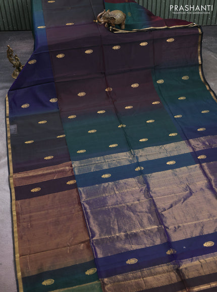 Maheshwari silk cotton saree elephant grey with zari woven buttas and small zari woven border