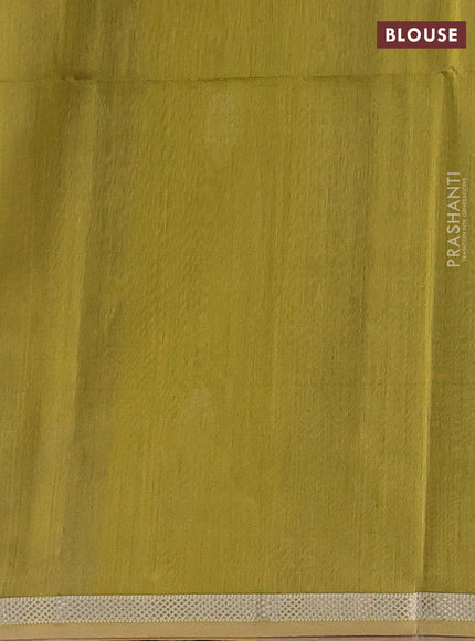Maheshwari silk cotton saree mehendi green with zari woven buttas and small zari woven border